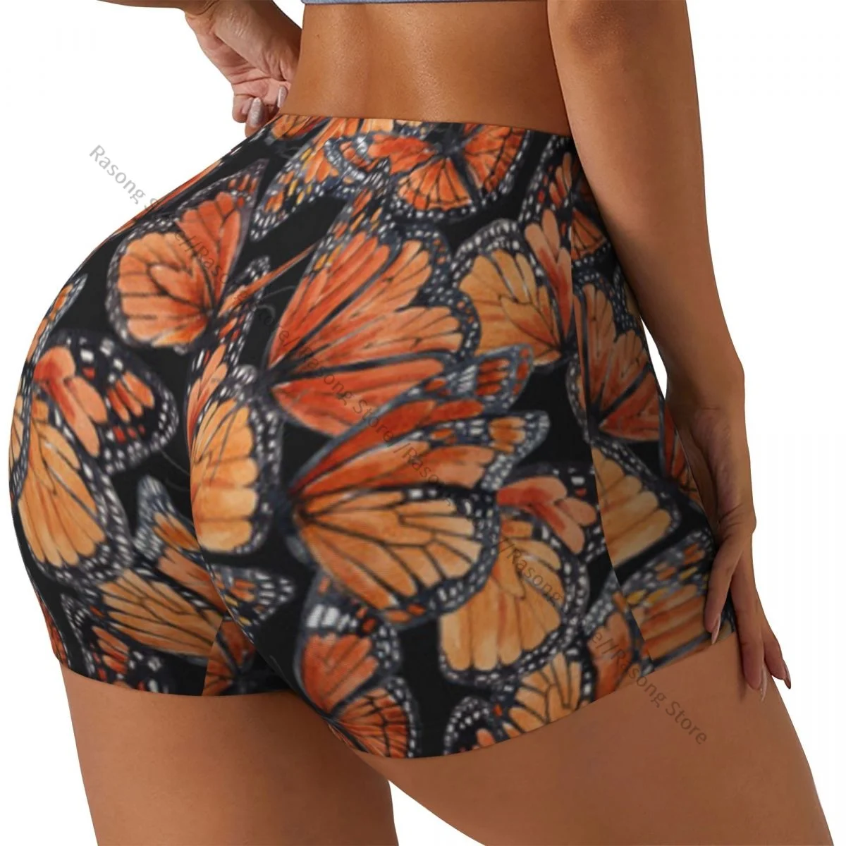 

Шорты для йоги с милыми бабочками и иллюстрациями, женские байкерские плотные эластичные спортивные леггинсы для тренировок, спортивная одежда