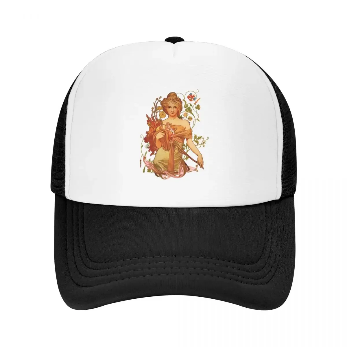 Mucha Floral Fitted . Baseball Cap Luxury Cap Sports Cap Sunhat Visor For Man Women's