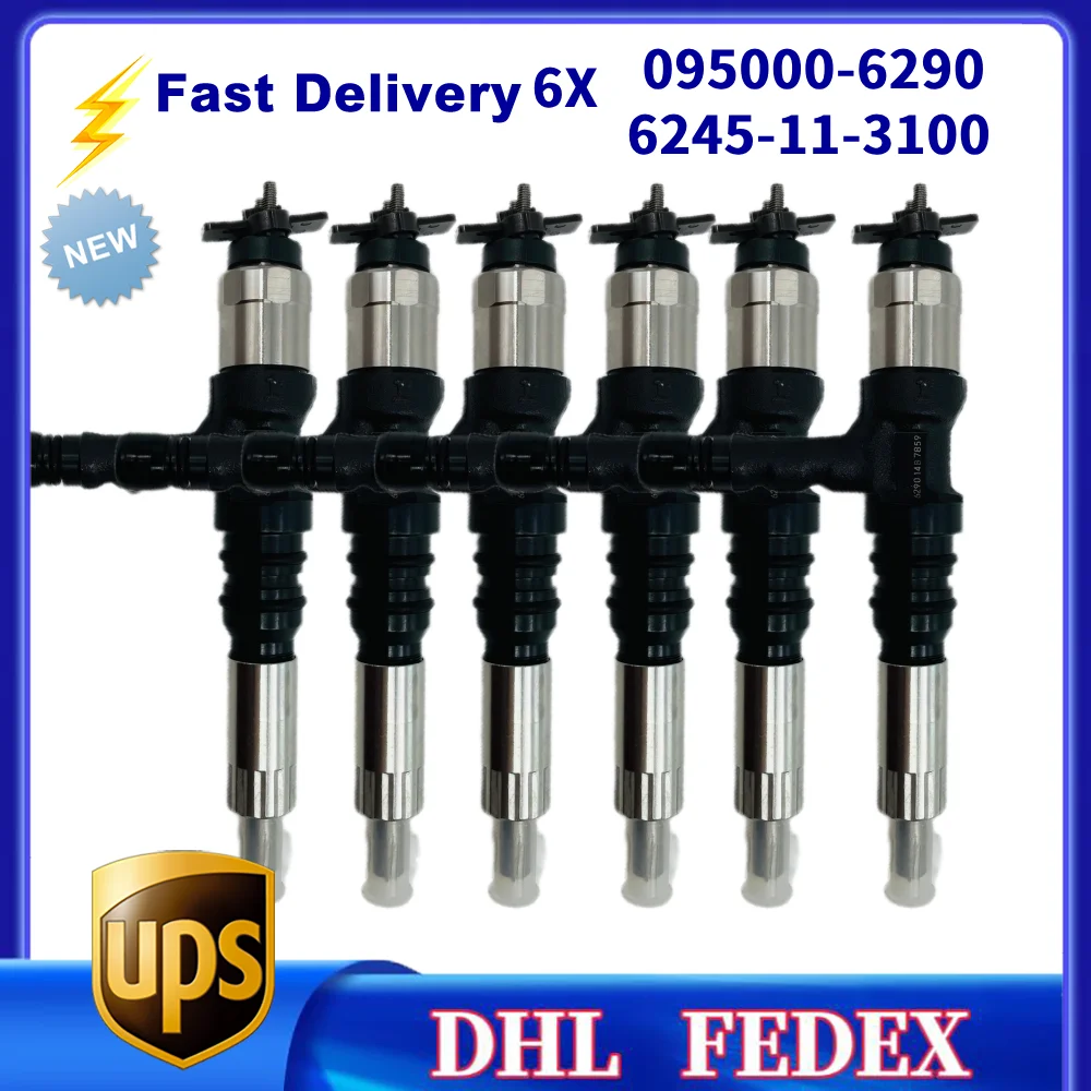 

6X 095000-6290 Fuel Injector 6245-11-3100 for Komatsu SAA6D170E Engine
