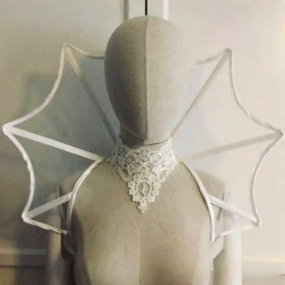 Lace Victorian Stand Up Collar Mesh Gothic Queen Cosplay Cloak Renaissance Medieval Design Halloween Costume Accessories