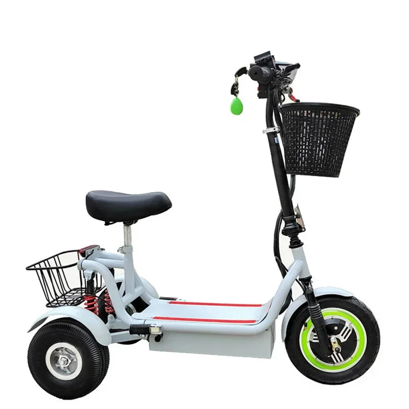 Foldable Electric Tricycle, High Power, Third Gear, Adjustable, Leisure, Commuting, Vehice, 11 Inch, 48V, 350W, Range 40-50KM