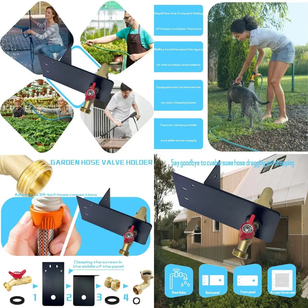 

Outdoor Hose Organizers: Black Balcony & Lanai Faucet Holders with Screen Clamp Bases