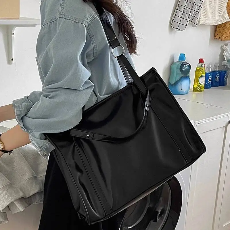Simple Vintage Design Tote Bags High-Capacity All Match Square Shoulder Underarm Bag Fashion Grunge Y2K Women's Handbags