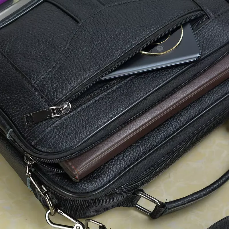 Small Men's Genuine Leather Shoulder Bag Male Natural Leather Handbag Travel Messenger Crossbody Tote for Tablet - view 5