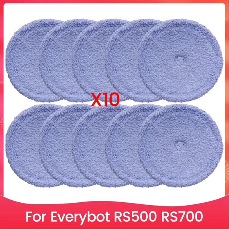 A63X-10PCS Microfiber Mop Pads Kit For Everybot RS500 RS700 Vacuum Cleaner Mop Cloth Accessories Replacement Parts