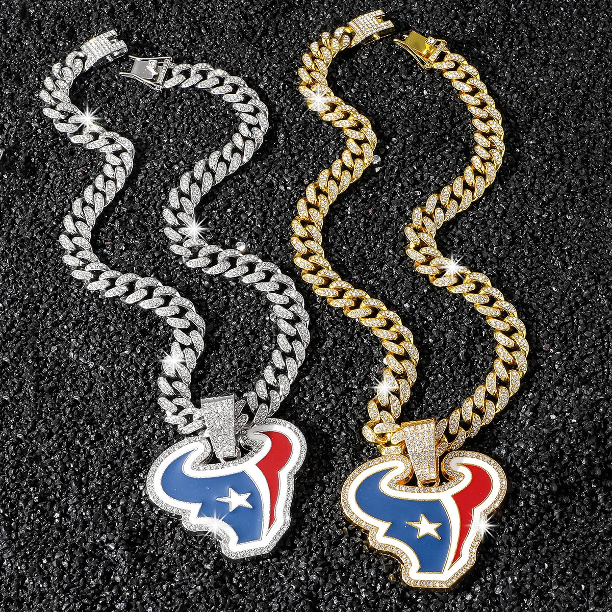 Joyería con colgante de logotipo de equipo personalizado de Hip-Hop con cadena de diamantes completa para hombre a la moda