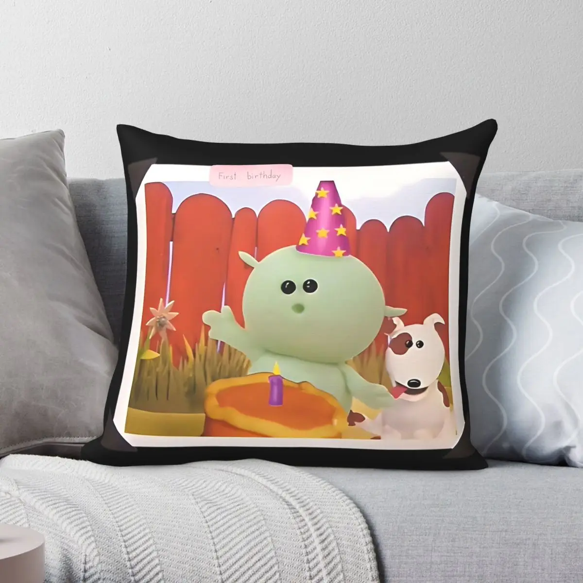 Nanalan Mona Russer First Birthday Square Pillowcase Polyester Linen Velvet Printed Zip Decor Car Cushion Cover 18