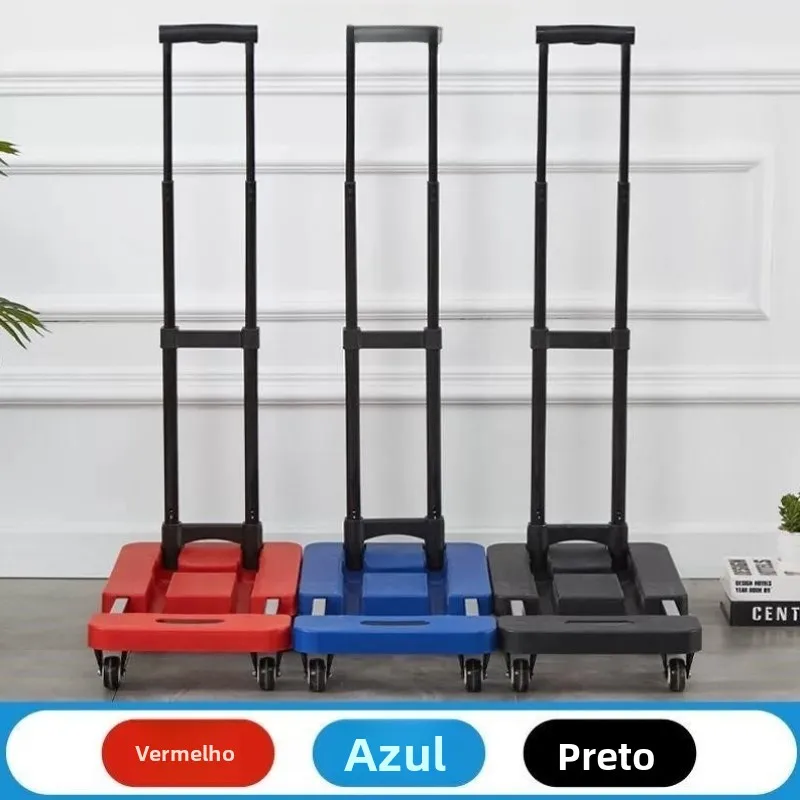 折りたたみ式手引きカート、積み重ね可能な6輪ハンドプルカート、耐荷重ロッド付きフラットハンドプルカート