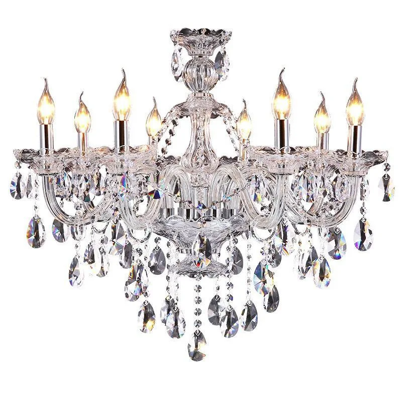 Luxury European Contemporary Candle Crystal Chandelier Simple Ceiling Chandelier Lamp Transparent Crystal Luxury Pendant Lamp