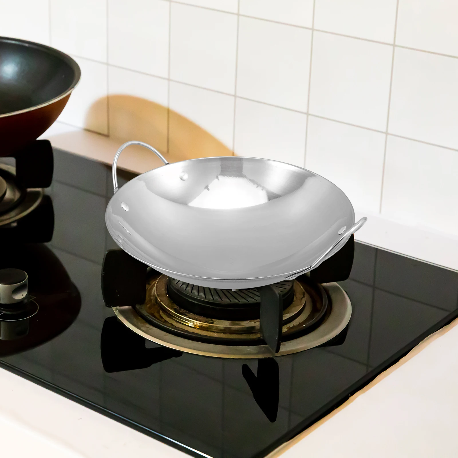 

Stainless Steel Electromagnetic Griddle Hot Pot Small Cooking Pots Kitchen Fry Pan Metal Wok H Material Easy Clean