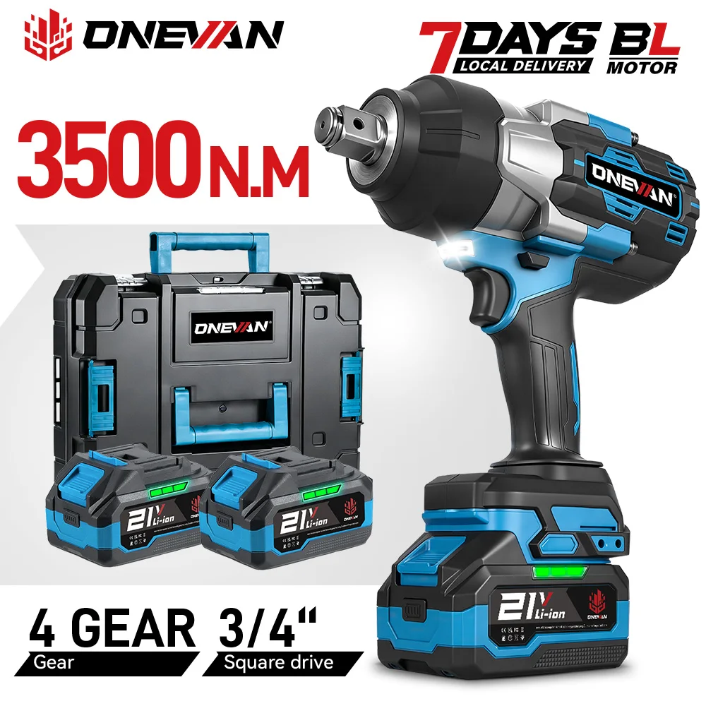 Clé à chocs électrique sans fil ONEVAN 3500N.M à couple élevé, visseuse sans fil, outil électrique industriel compatible avec batterie Makita 18V.