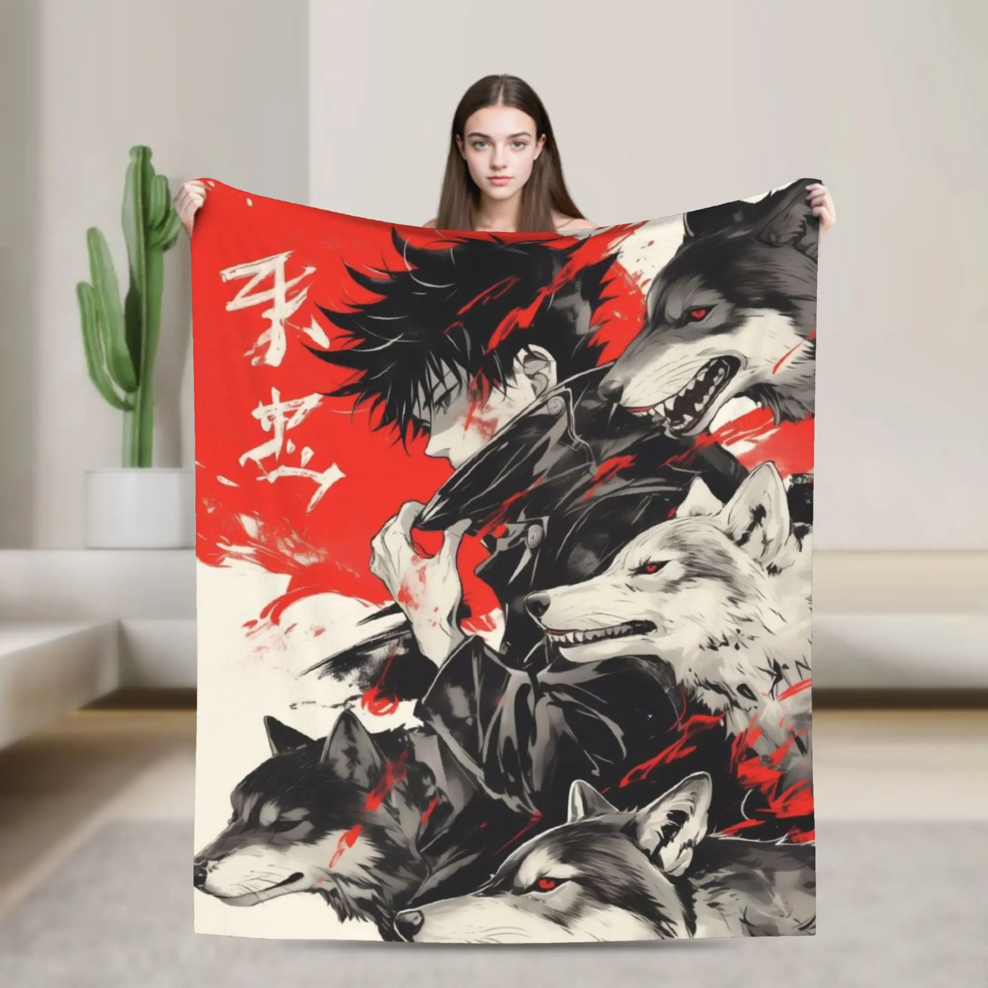 Megumi Fushiguro Blanket Quality Warm Soft J-Jujutsus K-Kaisens Throw Blanket Winter Camping Living Room Fluffy Bedspread