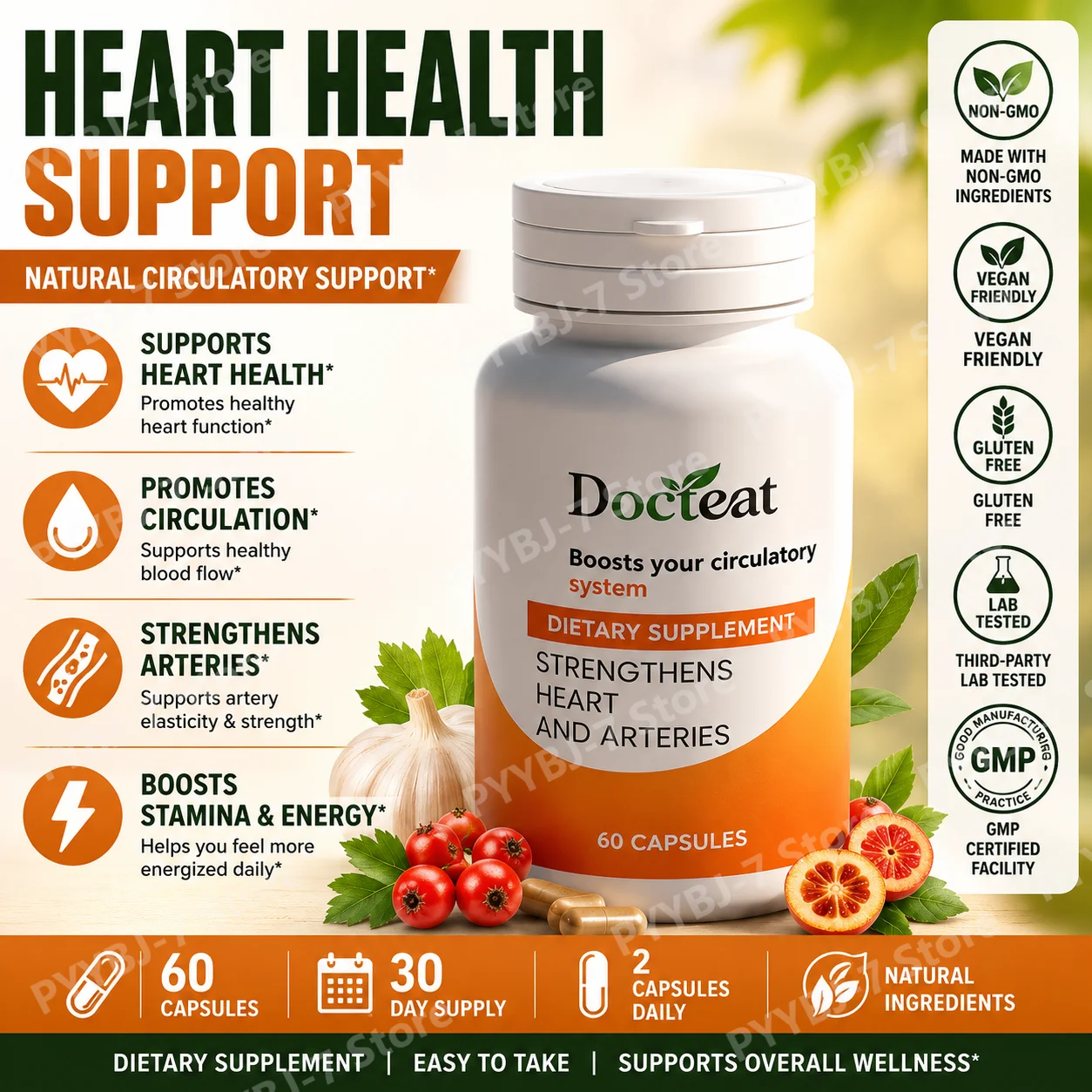 

Garlic Grape Seed Extract and Trans-Resveratrol Capsules 60 Count, Plant Extract Daily Wellness Herbal Supplement for Adults