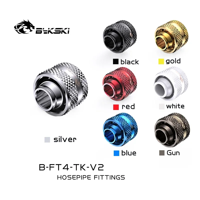 

Bykski B-FT4-TK-V2 G1/4" PC Cooling Connector Soft Tube Fittings For OD 13*19mm Hose Pipe White/Black/Gold/Silver/Blue/Red/Gun