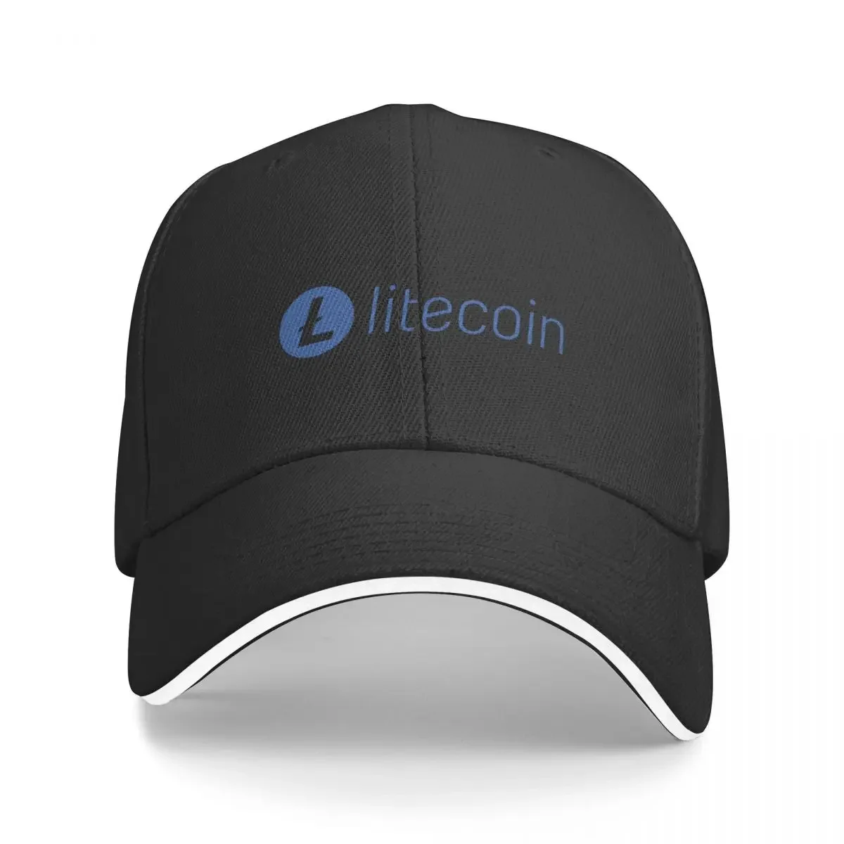 Litecoin LTC Crypto Altcoin - Clean Horizontal Blue Logo with Text Logo Baseball Cap beach hat Christmas Hat Hats Woman Men's