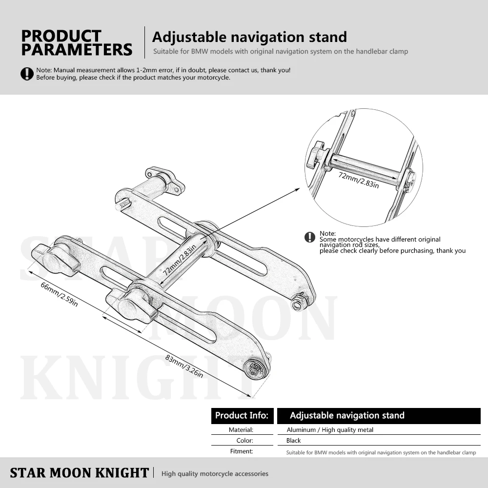 For BMW R1200R R1200RS R1250R R1250RS LC Motorcycle Adjustable Extend Stand Holder Mobile Phone GPS Navigation Plate Bracket