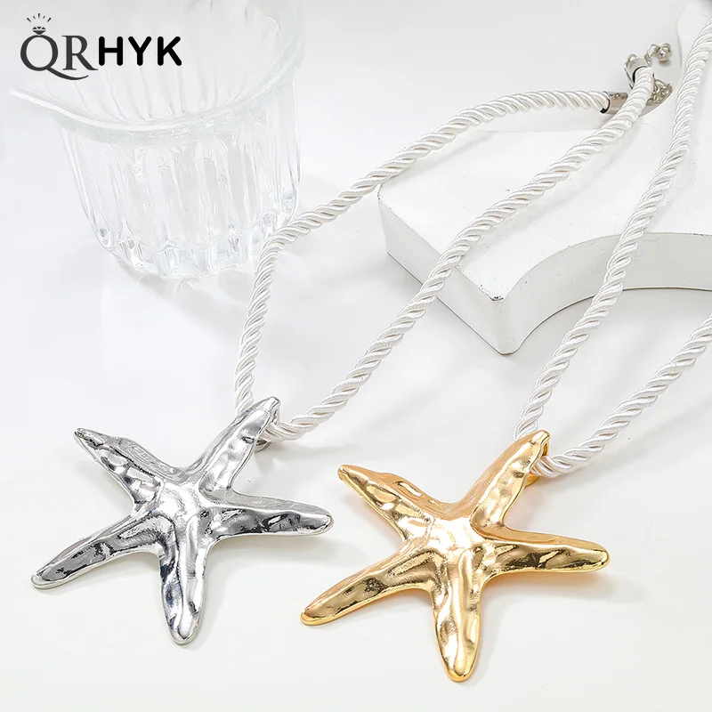 2024 Trend Necklace Gold Starfish Pendant Necklace For Women Summer Holiday Party Boho Style Jewelry Gifts