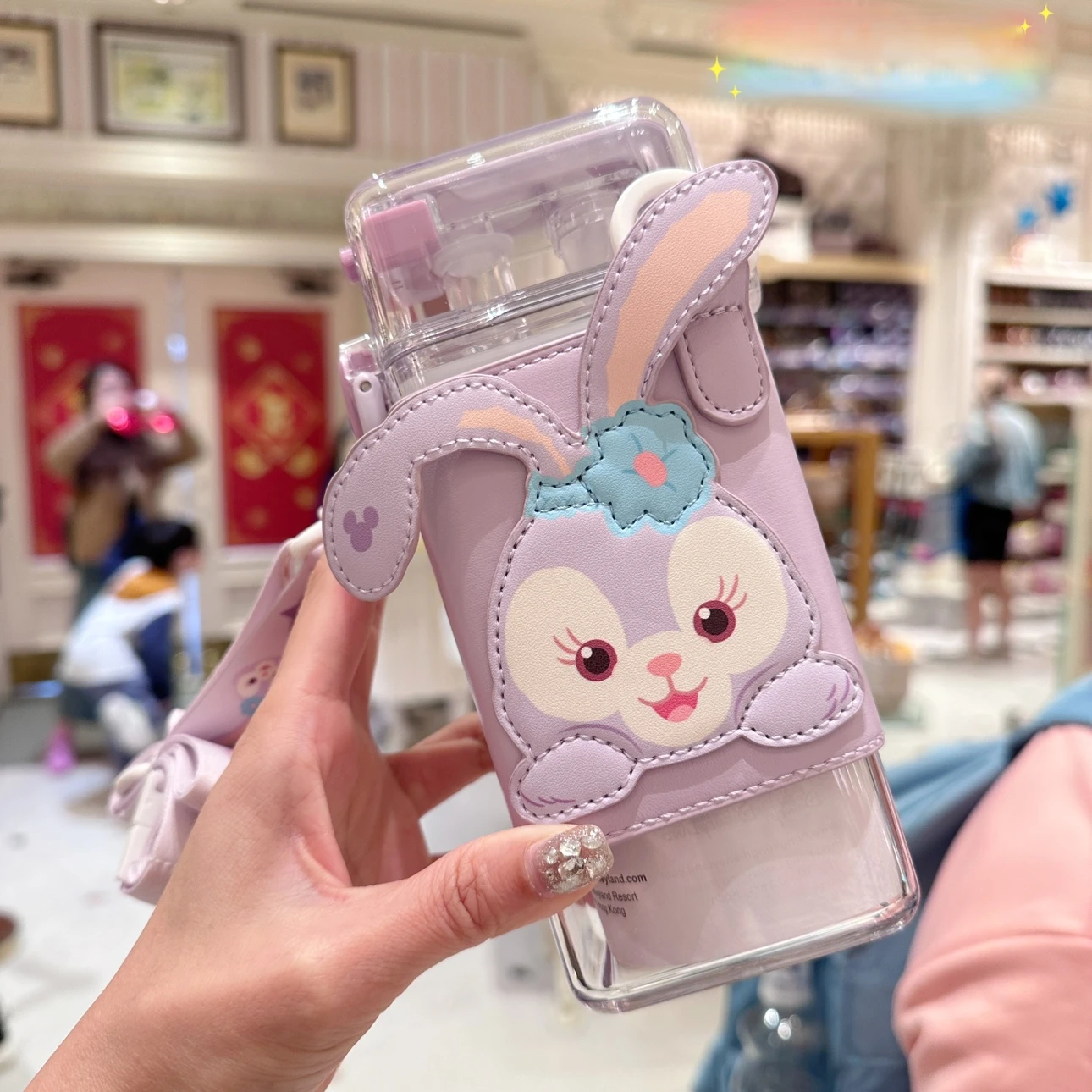 MINISO genuine Disney StellaLou Bear Duffy children's water cup sports square double drinking cup portable Water Pots