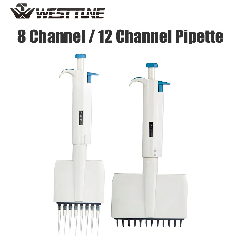 WESTTUNE Multichannel Pipette Accurate and Calibrated Micropipette Mechanical Adjustable Volume TopPette Pipettor 8/12 Channels
