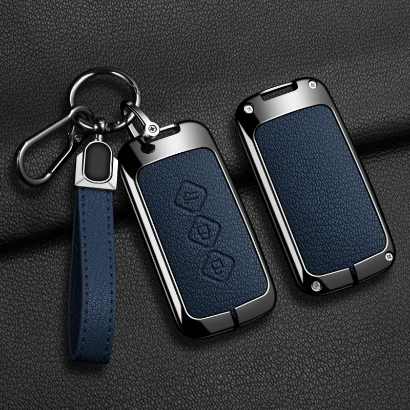 Leather Car Key Case Fob Cover For Wuling Hongguang Baojun 510 730 360 560 RS-5 530 630 For Chevrolet Aveo Trax Groove Captiva