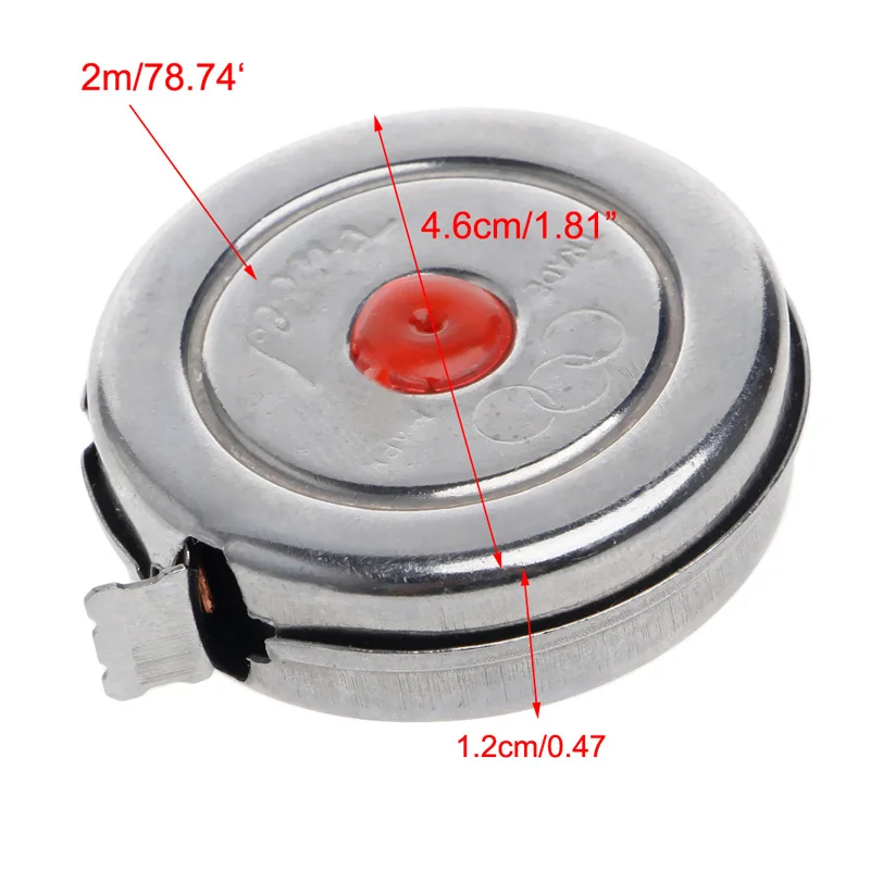 2m Mini Office Stainless Steel Woodworking Retractable Tape Measure Metric