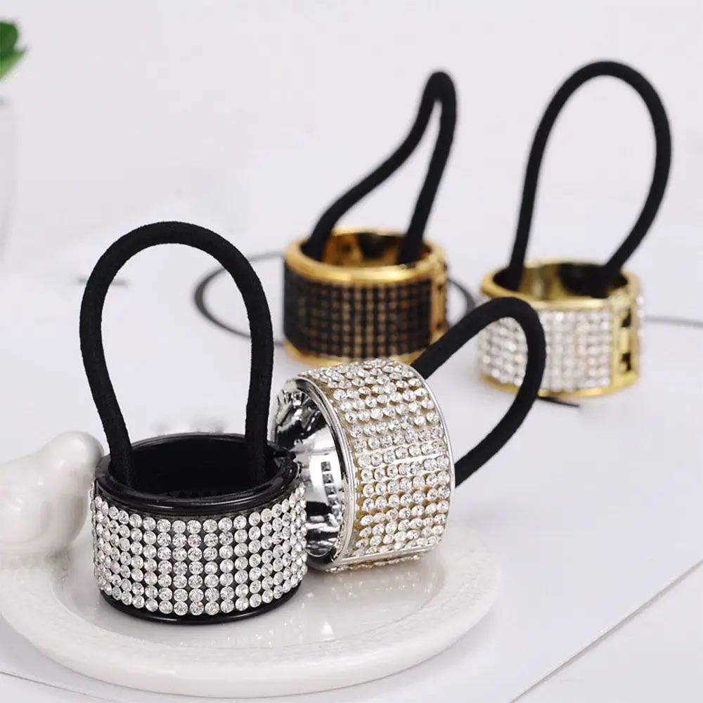 Shining Rhinestone Crystal Gum Girls for Women Pearl Ponytail Holder Cuffs Hair Ring Hairband Buckle Headwear