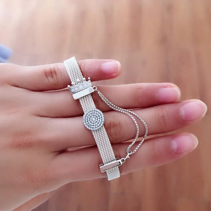 925 Sterling Silver Bead Charm Reflexions Elegance Clip With Crystal Beads Fit Original Pan Bracelets Women Diy Jewelry 2021
