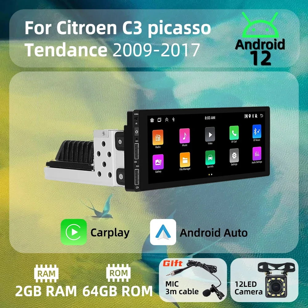 

Android Radio for Citroen C3 Picasso Tendance 2009-2017 Car Multimedia Android Auto Stereo 1 Din Head Unit Carplay Autoradio BT