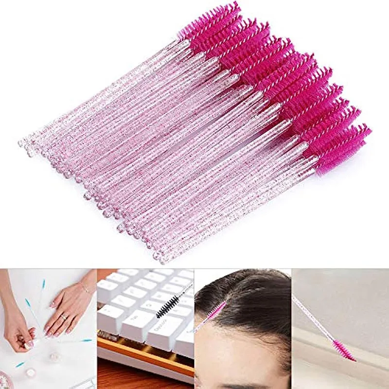 HUAZDS 300pcs Disposable Mascara Wands Eyelash Brush Spoolies for Eye Lash Extension, Eyebrow and Makeup Crystal Makeup Tools