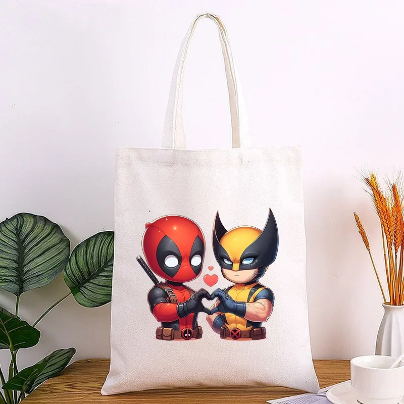 Deadpool & Wolverine Torba płócienna Marvels Torebka Postacie filmowe Modne torby z grubej bawełny Duża pojemność Łatwy przenośny prezent urodzinowy