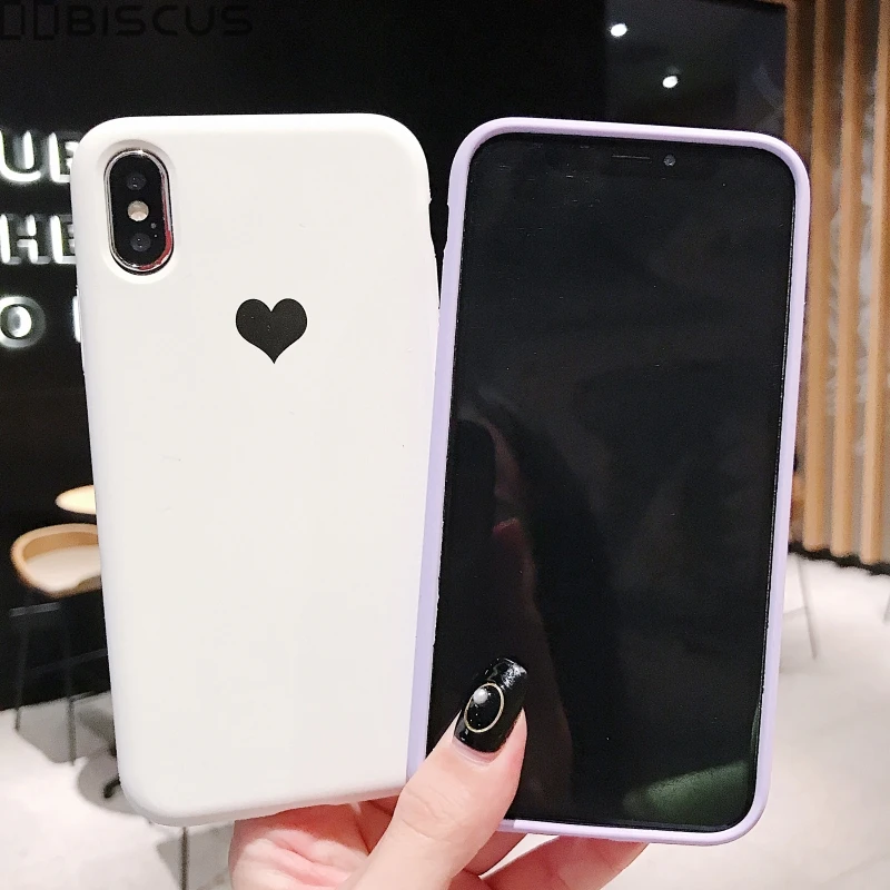 Candy Color Love Heart Case for iPhone 11 Pro 14 13 12 Mini XR XS X Xs Max Cover for iPhone 8 7 Plus Soft TPU Silicone Case