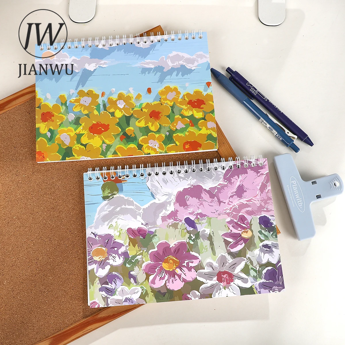 JIANWU A5 Flower Painting Landscape Material Collage Release Paper Notebook Creative DIY Student Supplies Stationery