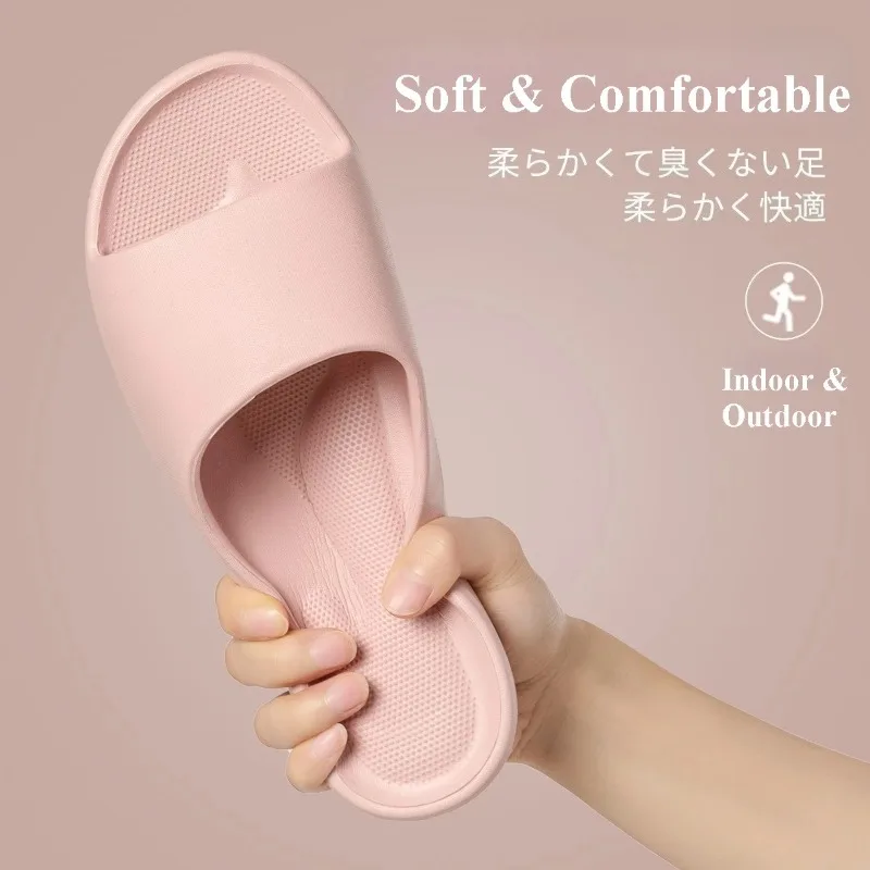Couple EVA Platform Slippers Soft Breathable Non Slip Slides Lightweight Indoor Bathroom Shoes for Men Women view 4