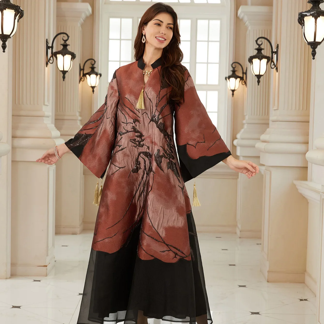 

Ид Абая женское праздничное платье с цветочным принтом Джалабия мусульманский Дубай Vestidos Largo Ramadan элегантный марокканский молитвенный кафтан халат 2026