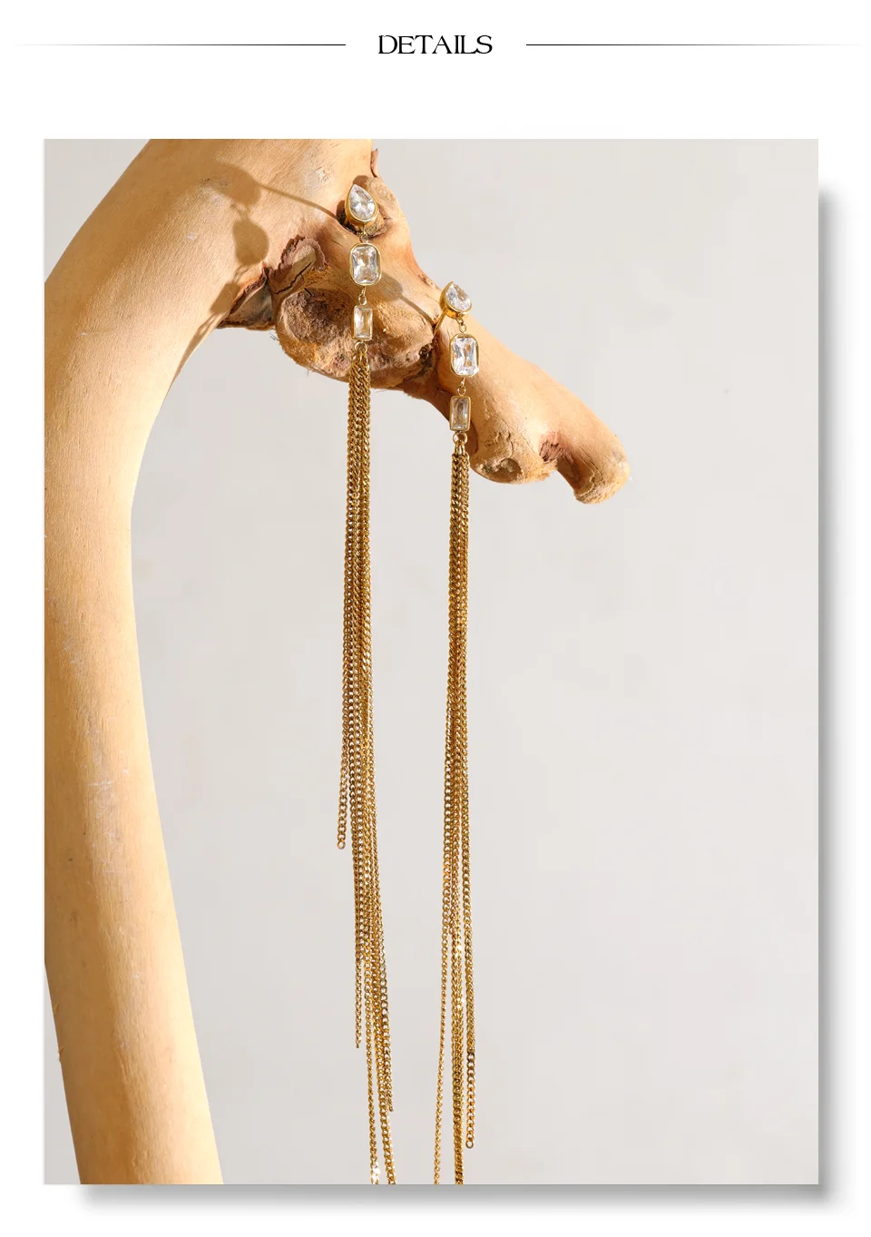 Yhpup Edelstahl CZ Lange Quasten-Wasserfall-Ketten-Ohrringe für Damen, Abendglamour, Eleganter Schmuck, Geschenk – Detail 8