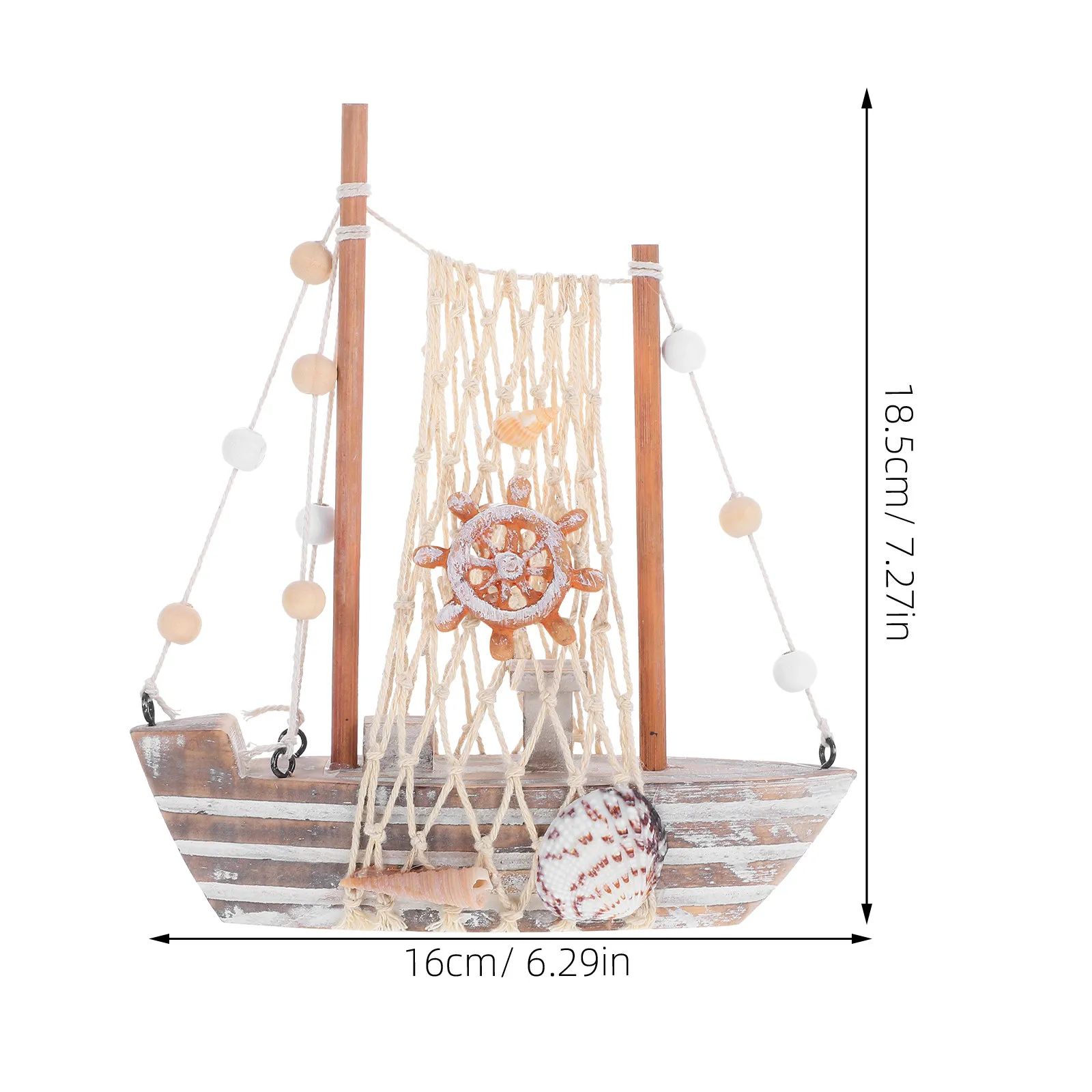 Elegant Vintage Sailboat Ornament Wooden Coastal Decor for Desk Bookshelf Mantel Table Nautical Theme Party Nursery Ocean Living view 4