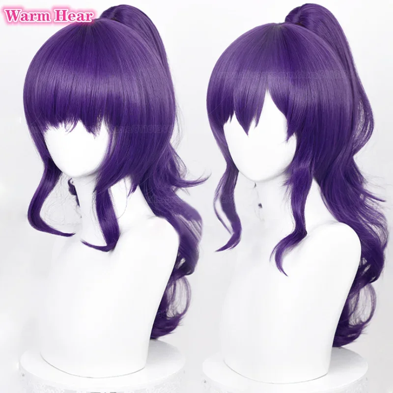 Asahina mafuwig anime long 61cm dark purple ponytail wavy hair cosplay wig Asahina mafuheat resistance Fibre wigs wig cap