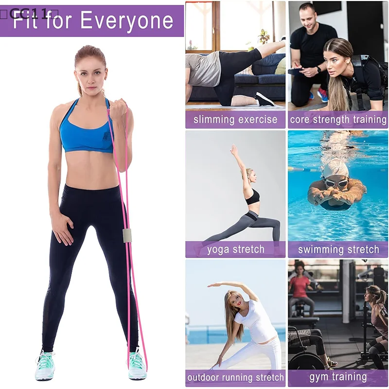 [CC11] حزام مقاومة سالوديا بمقابض، حزام مقاومة على شكل ذراع 8، حبل سحب للياقة البدنية في صالة الألعاب الرياضية واليوجا 8 كلمات مرن