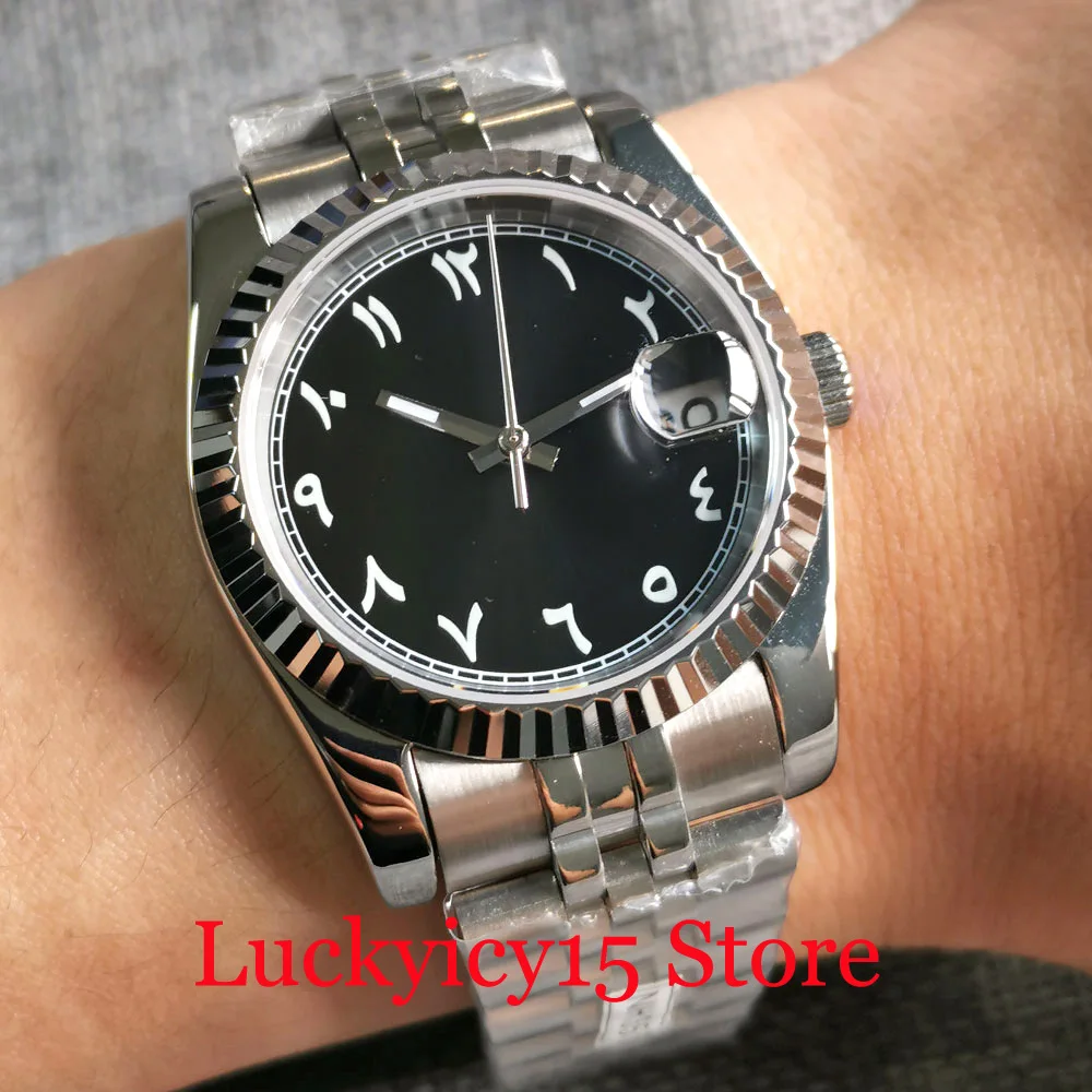 

36MM/39MM NH35A Movement Automatic Wirstwatch Men's Sapphire Crystal Blue Dial Auto Date Lumious Hands Screw Crown Folding Clasp