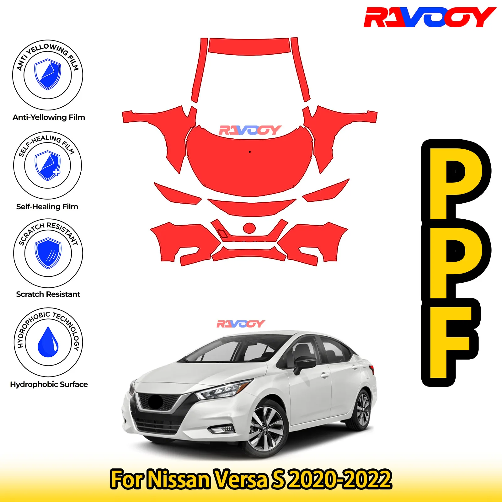 

Для Nissan Versa S 2020-2022 глянцевая матовая черная предварительно вырезанная передняя защитная пленка PPF для защиты от краски