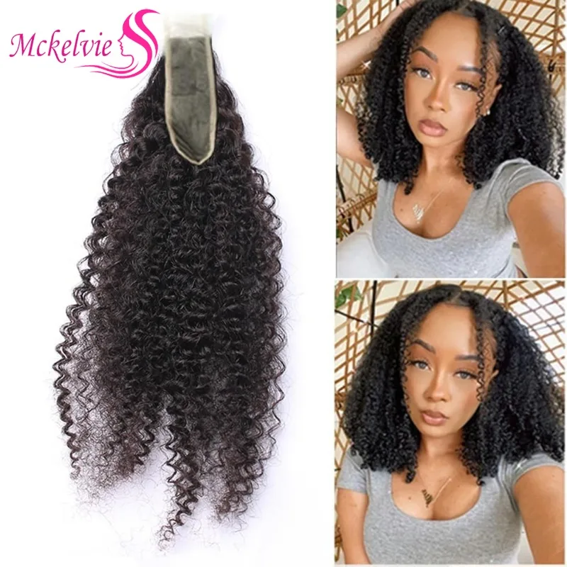 Afro Kinky Curly 2x6 Lace Closure Human Hair For Women Brazilian Remy Hair Afro Curly Transparent Lace Closure Soft and Silky