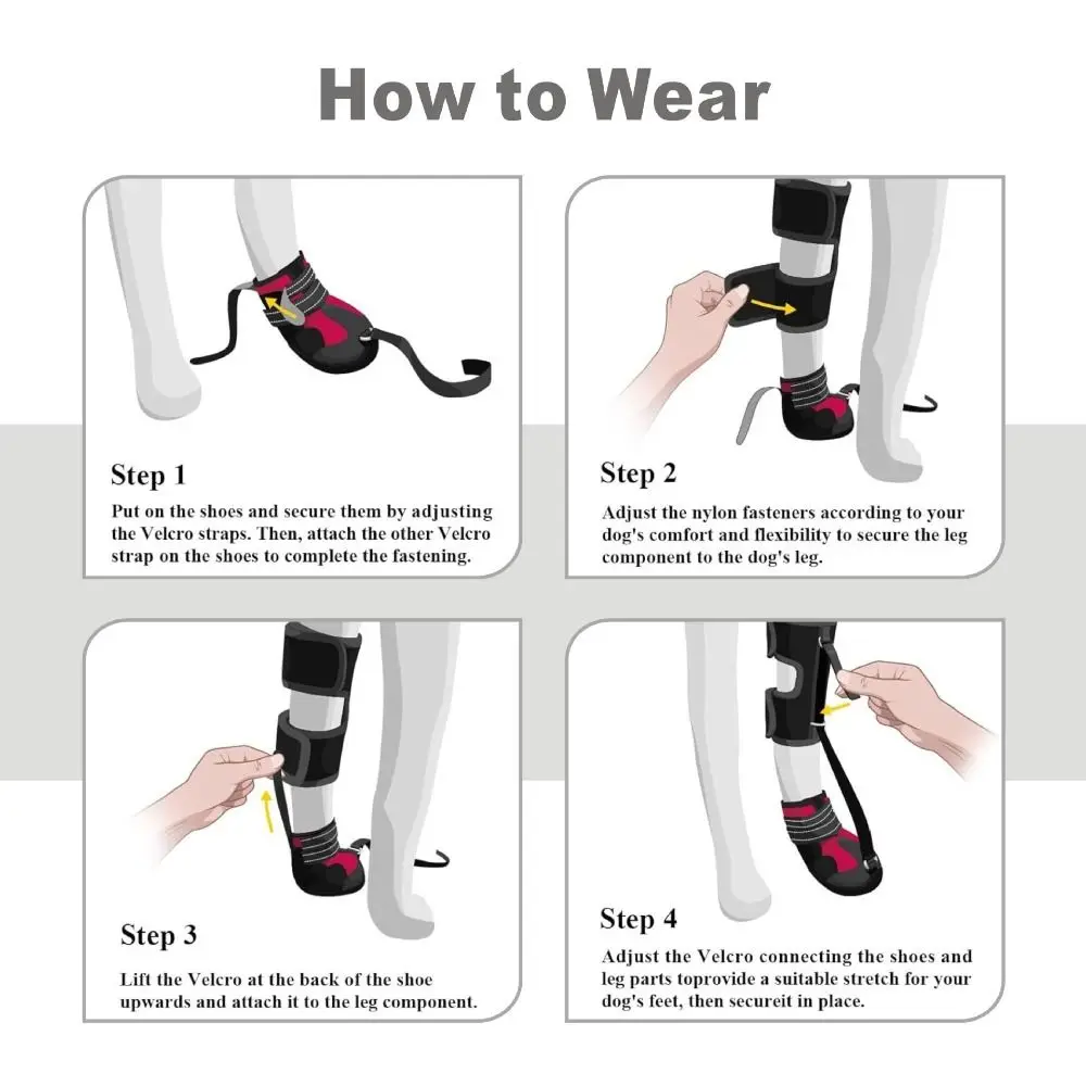 With Reel Corrective Dog Shoes Strap-On Breathable No Knuckling Boot Brace Wear-resistant Improving Walking Gait Dog Footwear