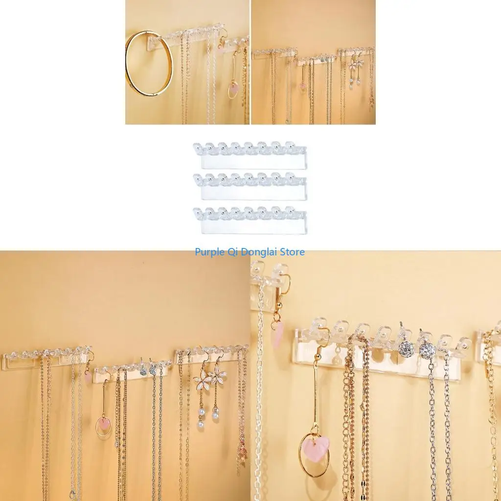 L21E Sturdy Earrings Necklace Holder Wall Mounted Jewelry Organizers with Hooks for Necklaces Bracelets and Rings Display