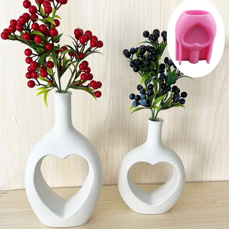 

3D Large Love Vase Resin Silicone Mold Heart Geometric Shape Vase Concrete Gypsum Cement Silicone Mold Household Decor