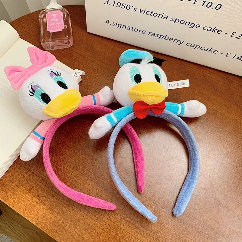 Disney Cute Ears Hairband Women Donald Duck Headband Girl Daisy Headwear Friends Mickey Minnie Mouse Hair Accessories Kids Party