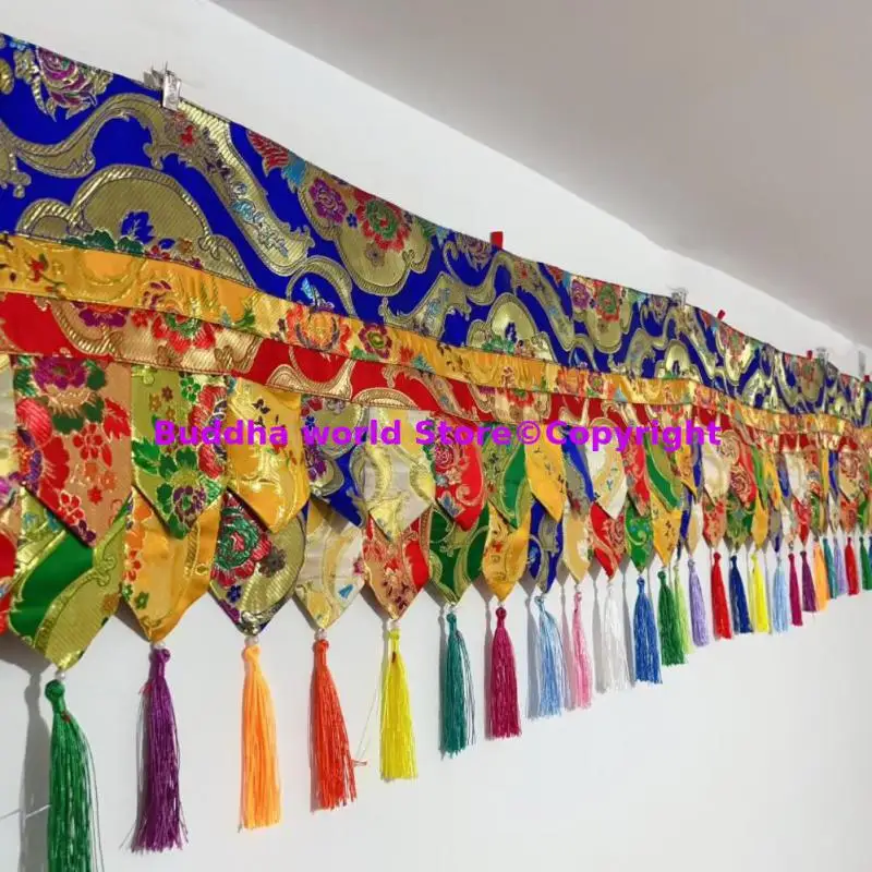 400cm Meters Wholesale Buddhist supplies Temple HOME hall Auspicious Embroidery wall Enclosing curtain draperies Decor banner