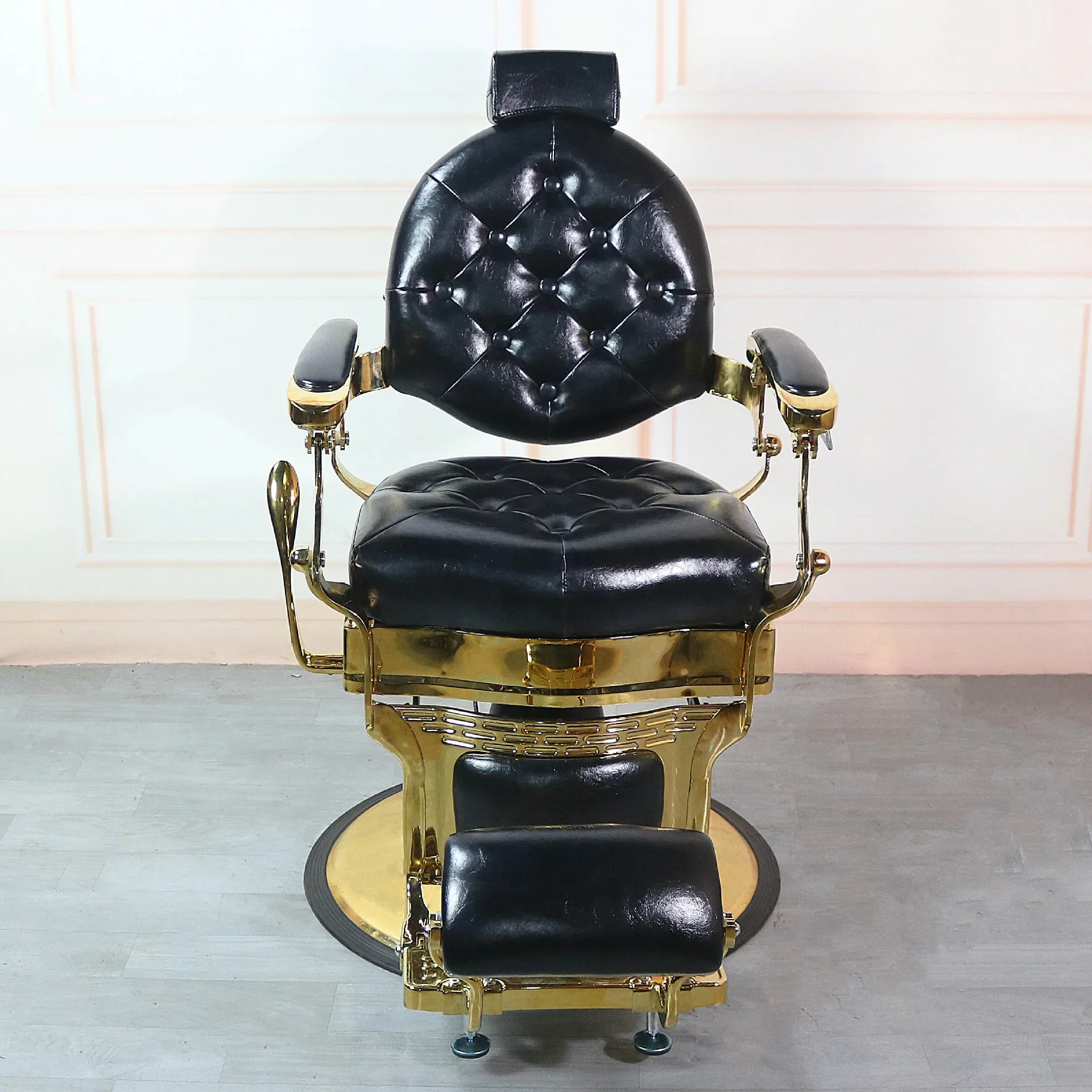 

Оптовая продажа оборудования для парикмахерской, откидное черное золото, антикварное парикмахерское кресло