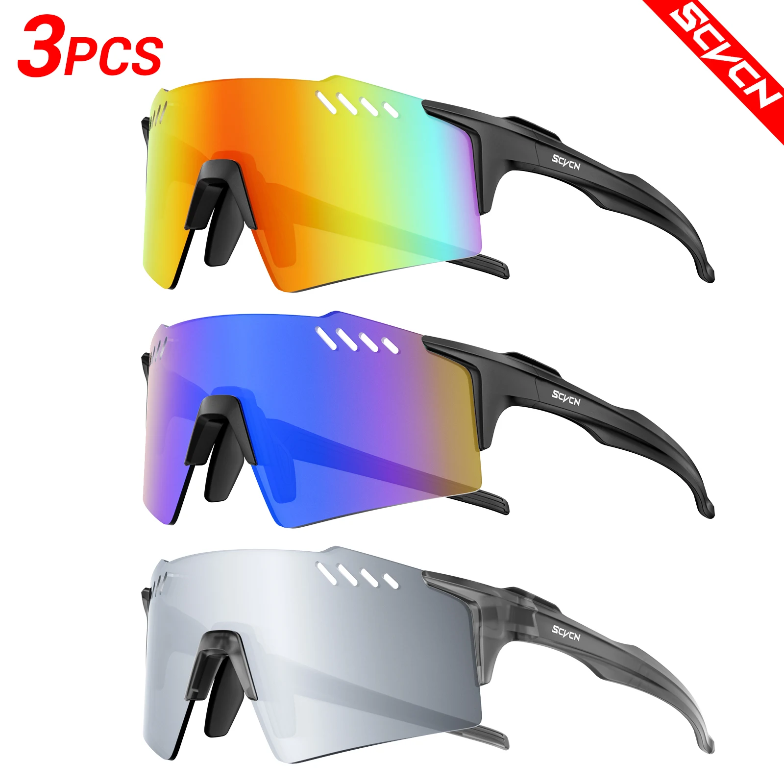

SCVCN 3 упаковки, новые уличные велосипедные солнцезащитные очки для мужчин и женщин, спортивные очки для горного велосипеда, очки для шоссейного велосипеда, UV400, походные очки