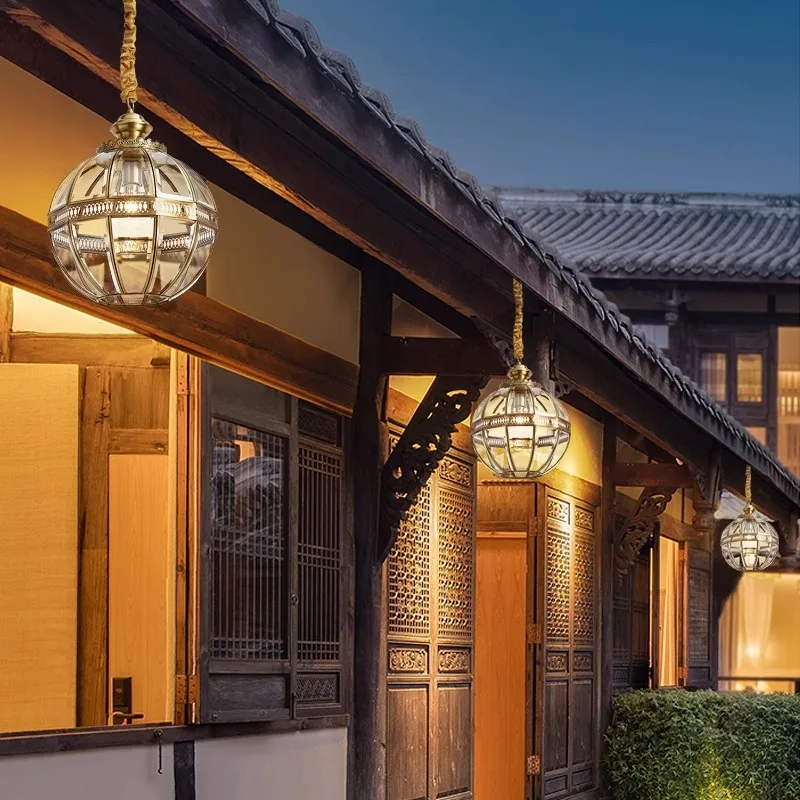 الرجعية النمط الأمريكي LED الأسود البرونزية غلوب قلادة مصباح لفيلا الممر غرفة الطعام تعليق الإضاءة الإنارة