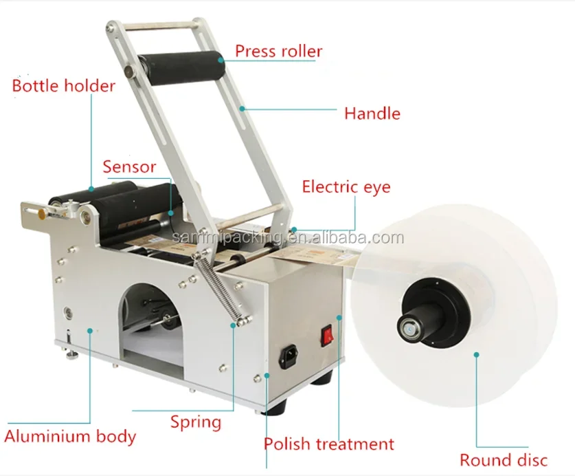 MT50 Semi-auto Round Bottle Labeling Machine, Semi-auto Labeler, Semi Automatic label machine